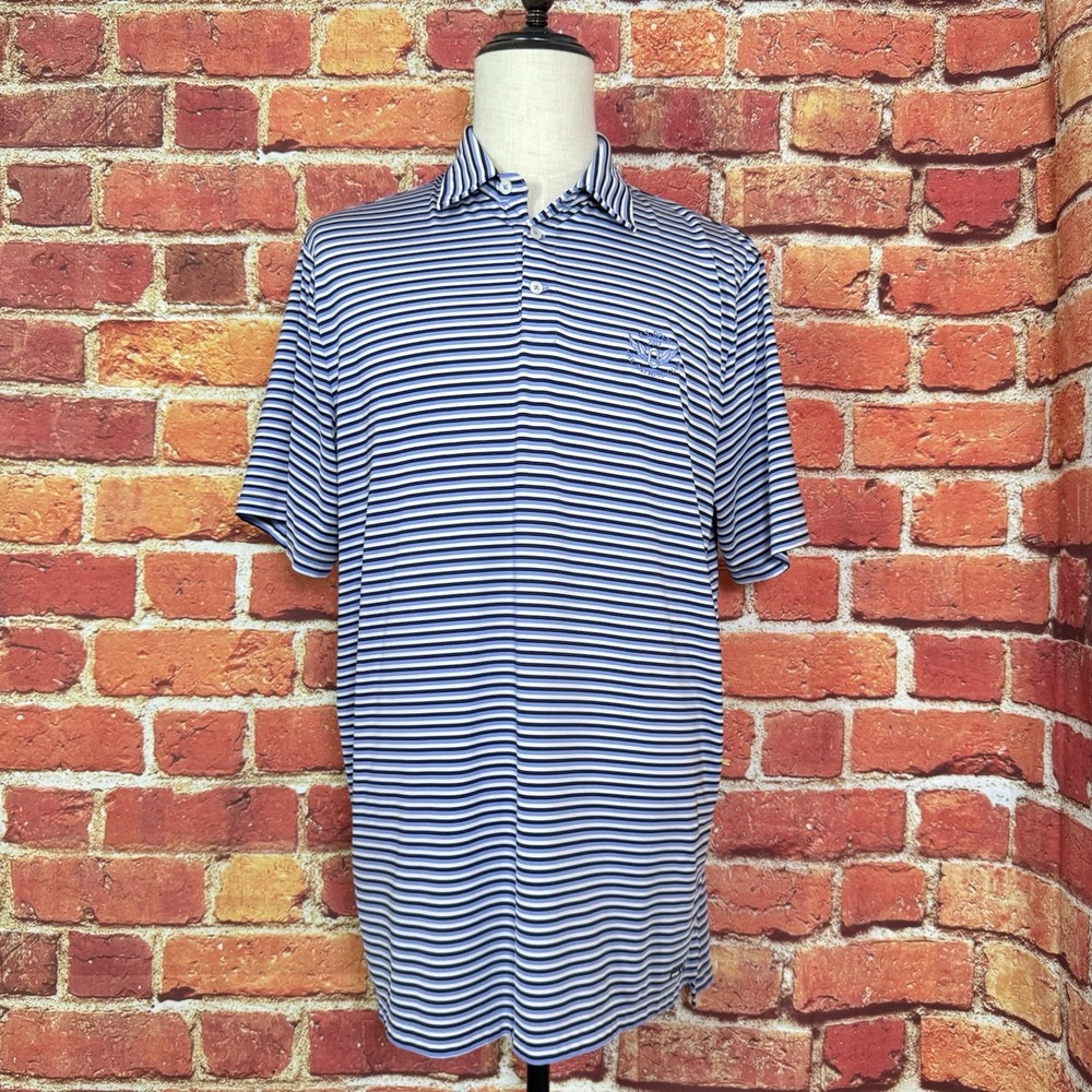 RLX Ralph Lauren Polo Shirt Mens XL Blue Striped Golf Performance U.S. Open